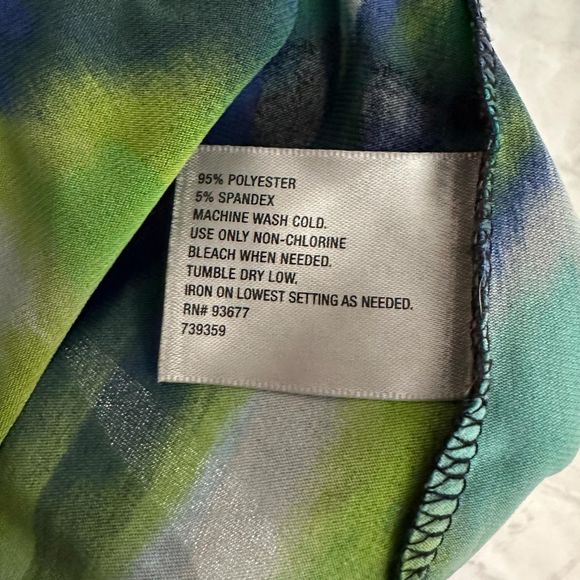 Worthington Blue & Green 3/4 Sleeve Multicolor Blouse With Belt, XL, Pre-owned - Picture 5 of 5